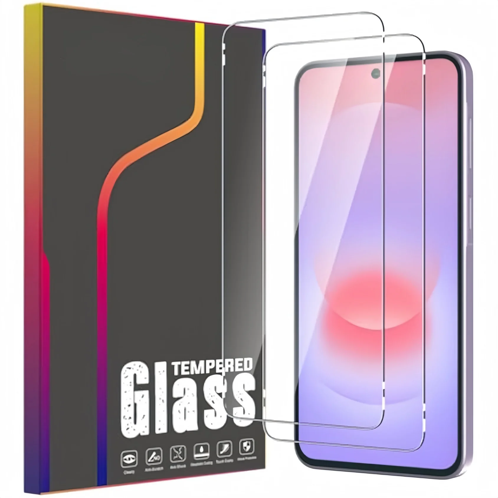 2 Pcs Tempered Glass Phone Film For Samsung Galaxy A57/A56/A55/A54/A53/A52/A37/A36/A35/A17/A15/A15/A14 Full Coverage