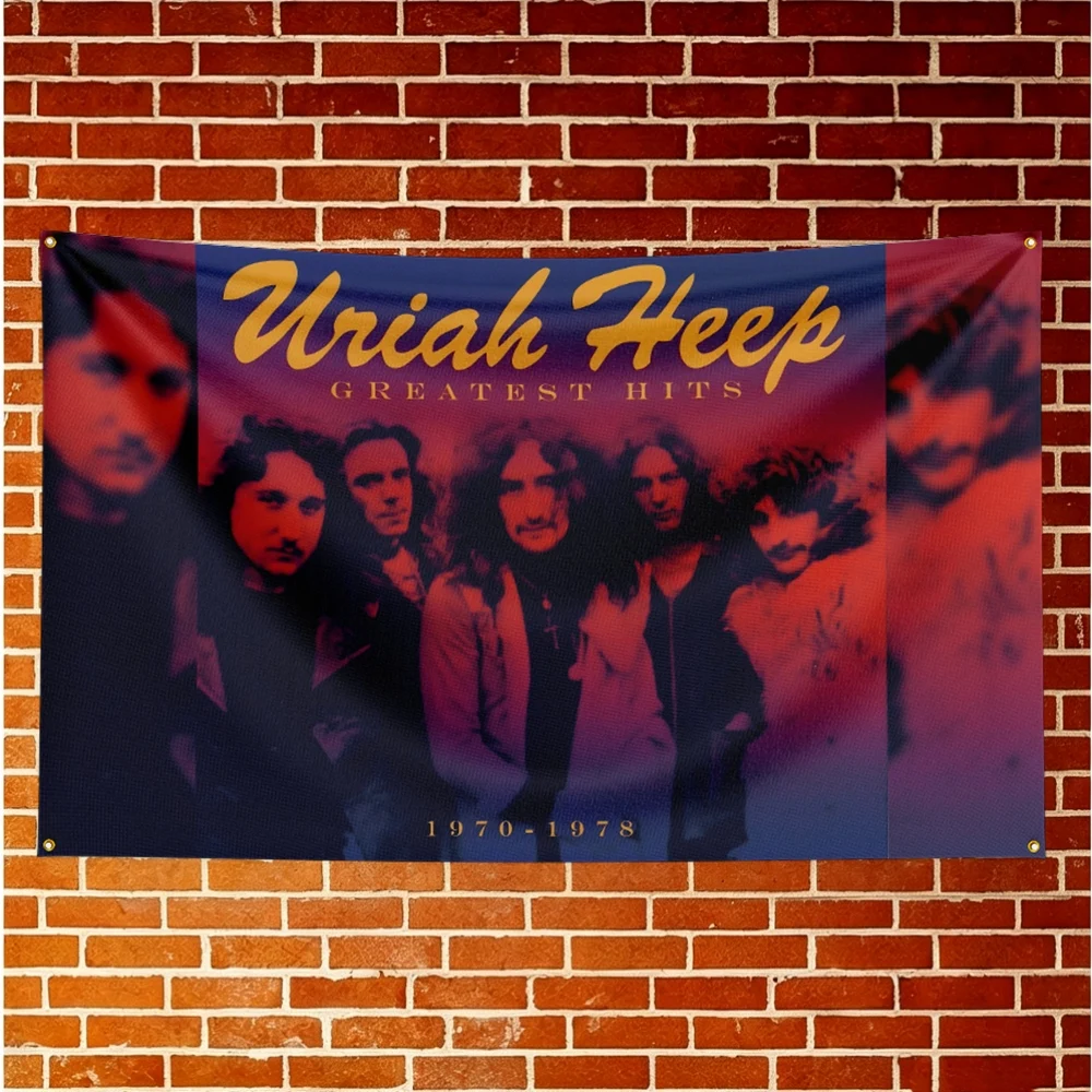 Uriah Heep Music Flag Banner For Fan Cave Watch Party Tailgate Gathering Indoor Outdoor Backyard Home Festival Ornament Supply