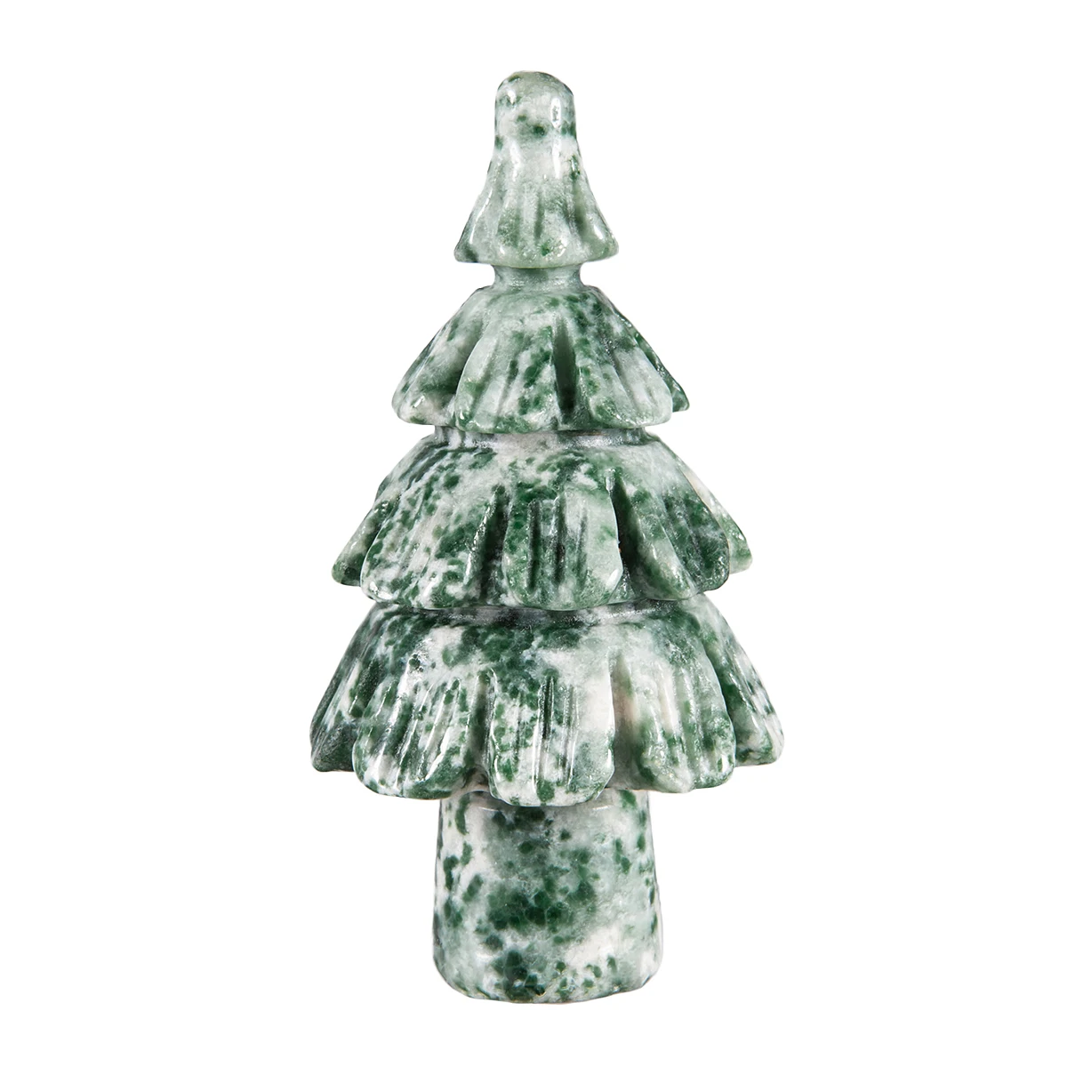 Mini Christmas Tree Healing Green Spot Jasper Stone Statue Wishing Tree Figurine For Christmas Party Home Table Decor