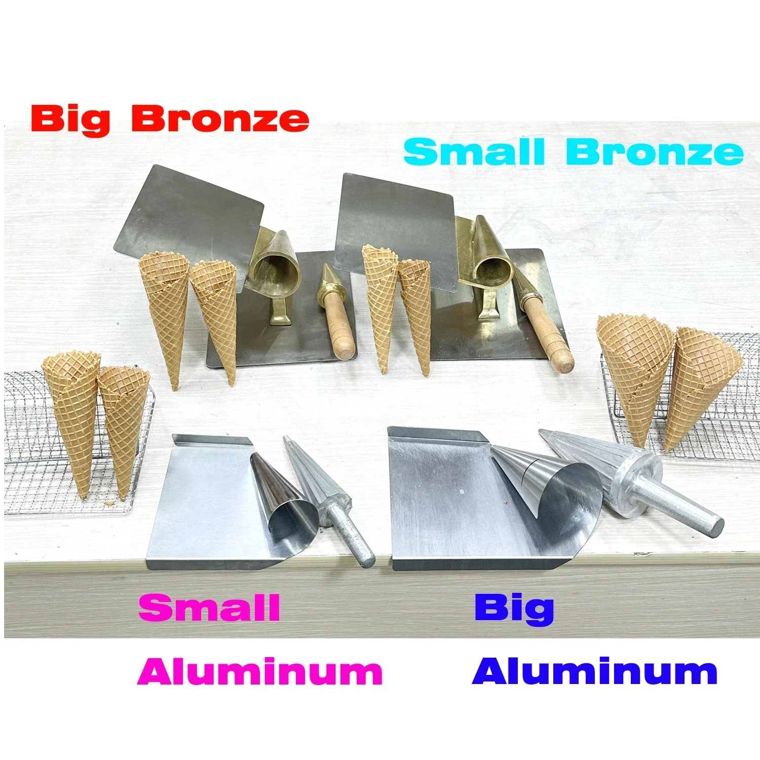 New Stainless Steel Ice Cream Mold Aluminum Cone Shape Mold For Waffle Egg Cone