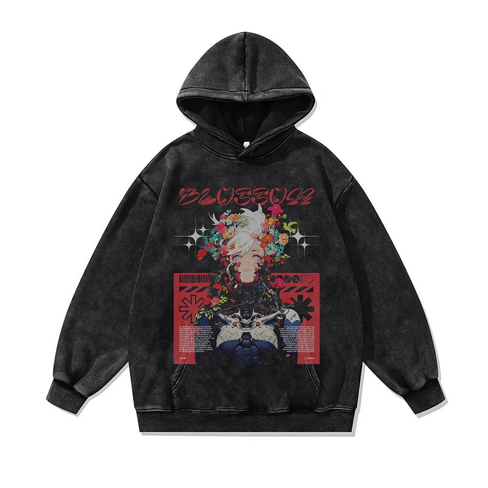 

Gothic Anime Print Men's Hoodies Y2k Oversized Vintage Tops Retro Hip Hop Streetwear Hooded New In Sweatshirts Winter Clothes