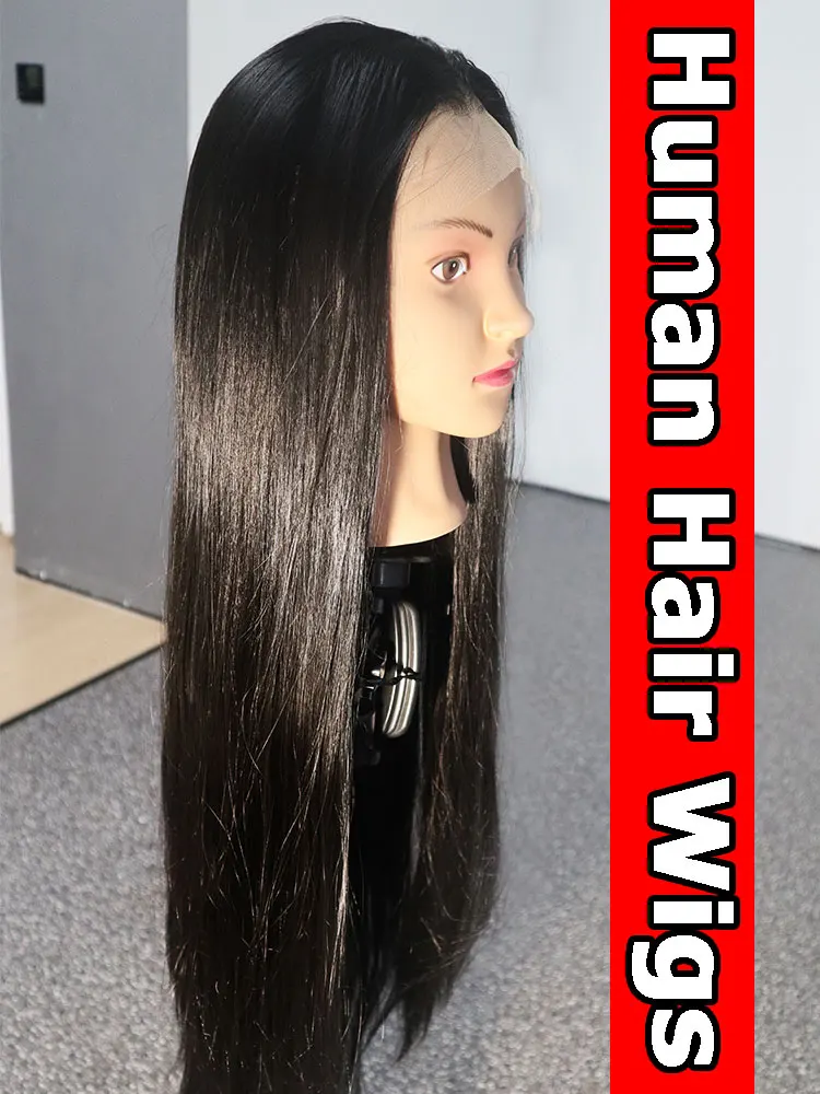 

30-дюймовый парик фронта шнурка, парики из человеческих волос, прямая голова, короткие для женщин, настоящие HD кружевные фронтальные парики