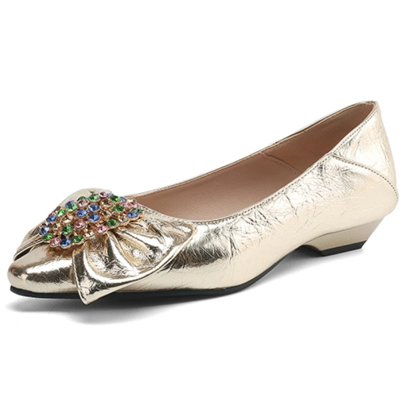 

Classic Loafers Shoes for Women Luxury Crystal Low Heel Slip On Gold Silver Party Ladies Dress Dance Wedding Shoes Comfortable