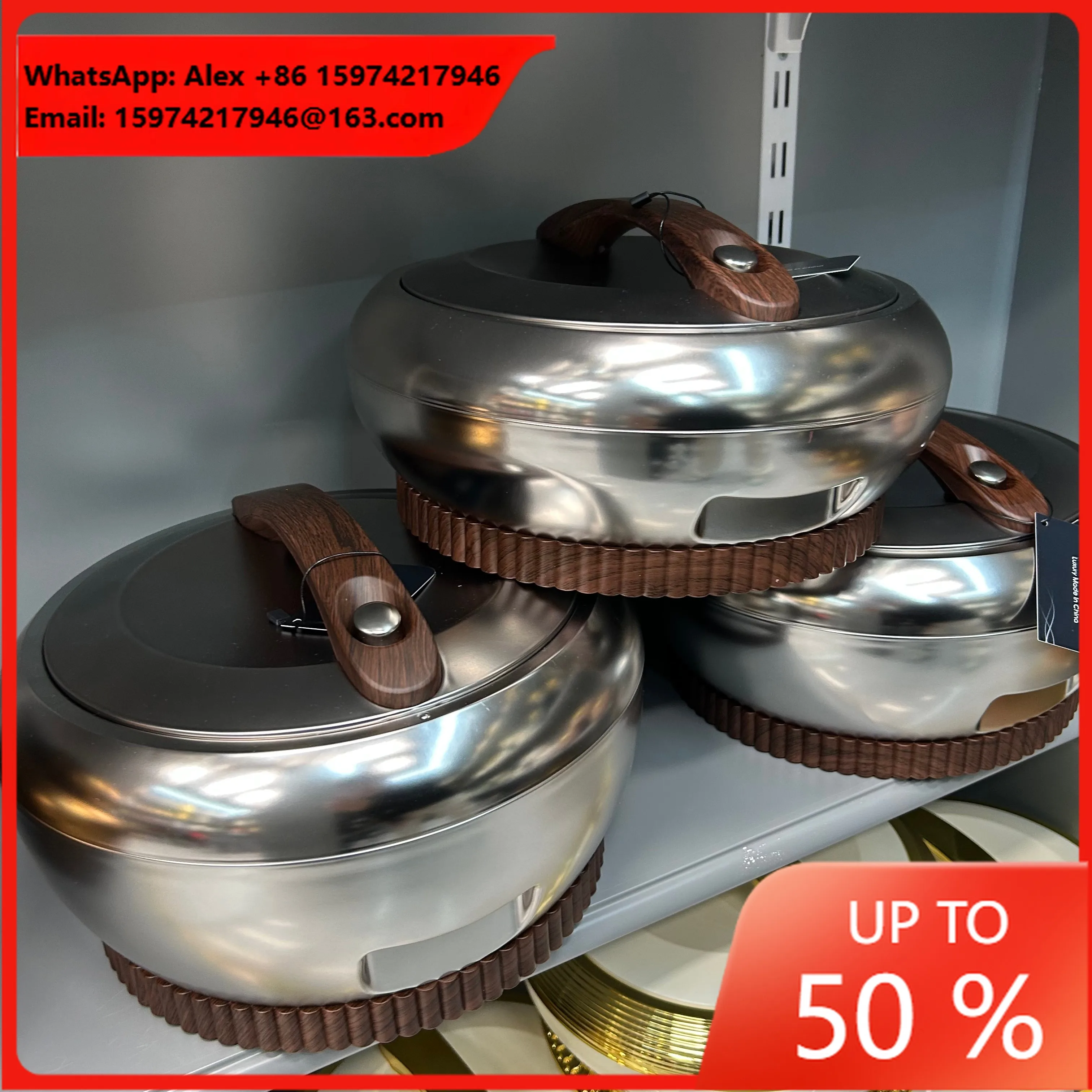 Factory Direct Luxury Set 4L+5L+6L Buffet Food Warmers Lunch Box ABS+Stainless Steel Thermal Insulated Hot Pot Food Warmers