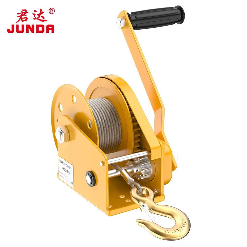 Junda Self-Locking Hand Winch 1200LBS 1800LBS 2600LBS Small Wire Rope Boat Winch