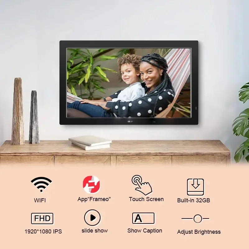 2026 High Quality Acrylic ABS Wall Digital Photo Frame 21.5 Inch IPS-LCD Video AVI Mp3 Playback Advertising Screen Display
