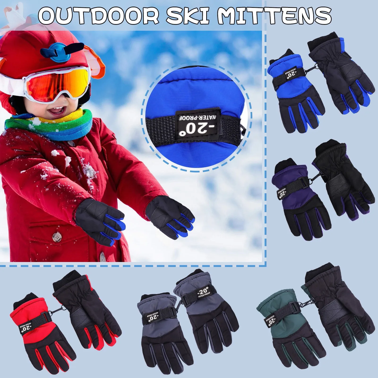 

New Fashion Children Kids Winter Snow Warm Gloves Boys Girls Ski Windproof Waterproof Thicken Gloves Keep Finger Warm