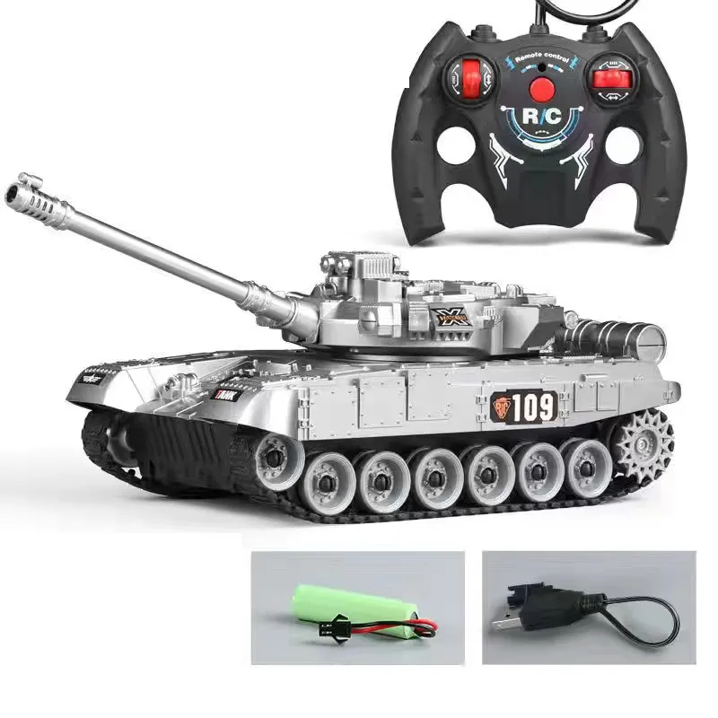 Tanque rastreador com controle remoto, 2.4g, 7ch/4ch, com luz e música, simulação multifuncional, tanques rastreados rc, modelo de brinquedos para crianças, presente