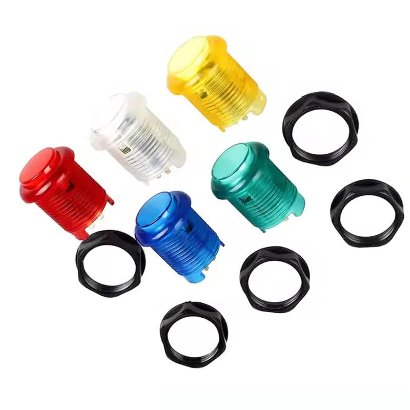 28mm 12V Illuminated Push Button with Buckle Transparent LED Arcade Crane Machine Part Game Console Console Part