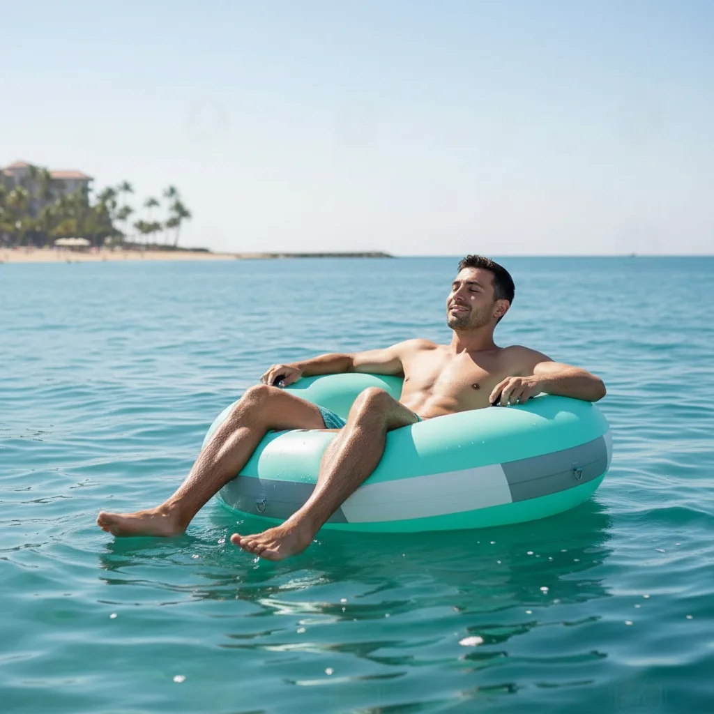 Commercial custom heavy-duty PVC pool float seat with handle cup holder floating pool armchair inflatable swimming ring
