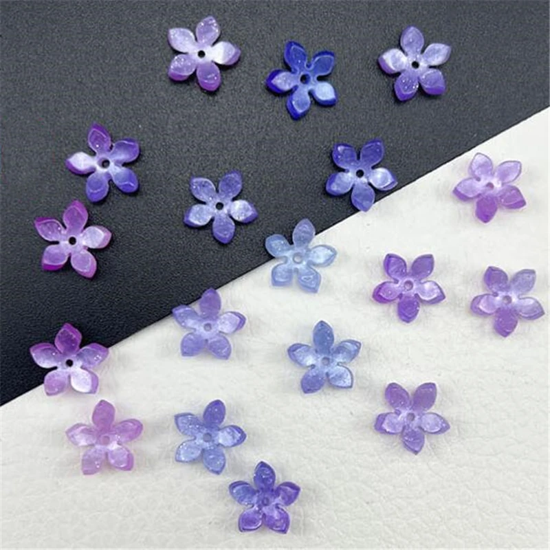 20 Piece New 13MM Flower Beads Cap Acetic Acid Acrylic Spacer Beads Charm Connectors Diy Hair Jewelry Making Resin Acessories