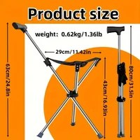 2-in-1 Folding Cane and Chair Foldable Travel Cane, Suitable for Hiking, Camping, Outdoor Activities 2