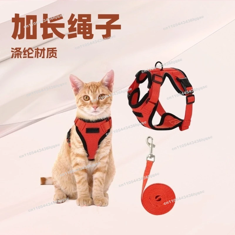 Pet Supplies Cat Breathable Chest Strap Reflective Anti-Break Free Walking Cat Rope Traction Rope Adjustable