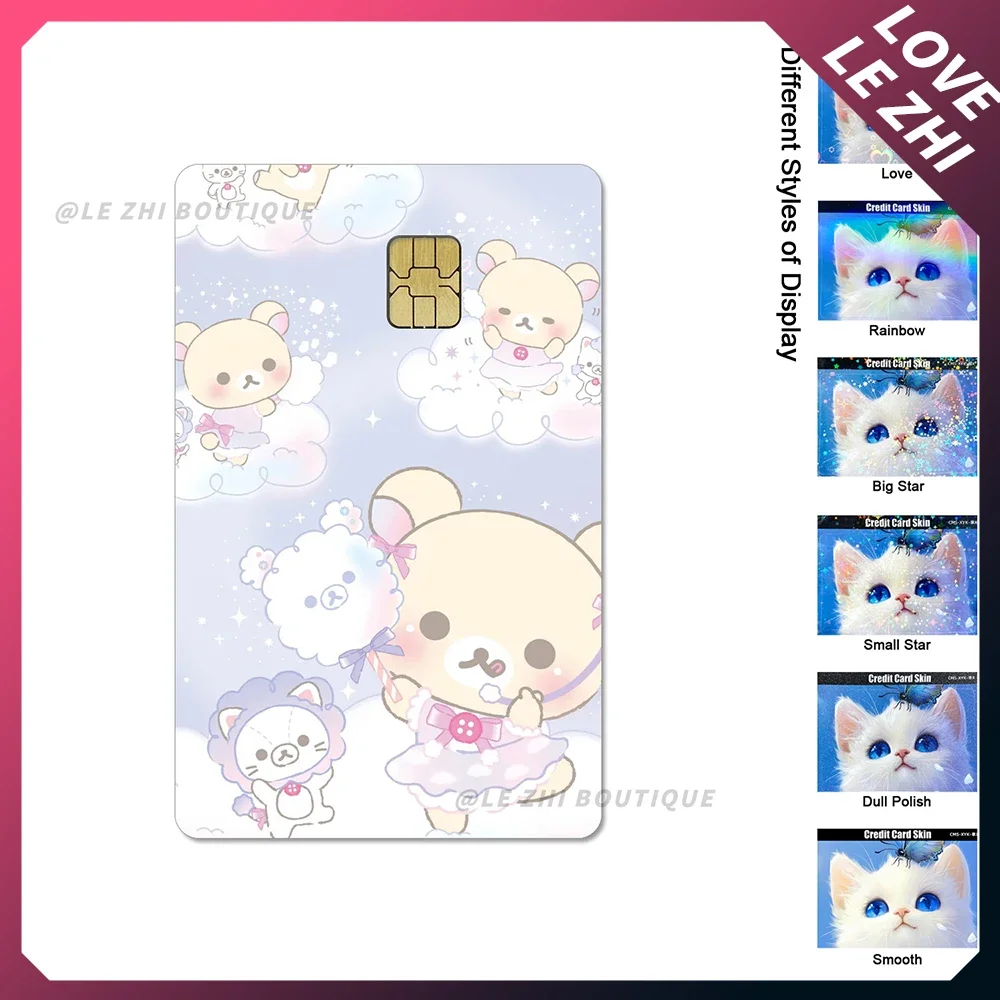 Cute Cartoon Animal Rilakkuma Bank Card Bus Metro Film Cover Sticker Waterproof Small Chip Credit Card Debit Card Cover Stickers