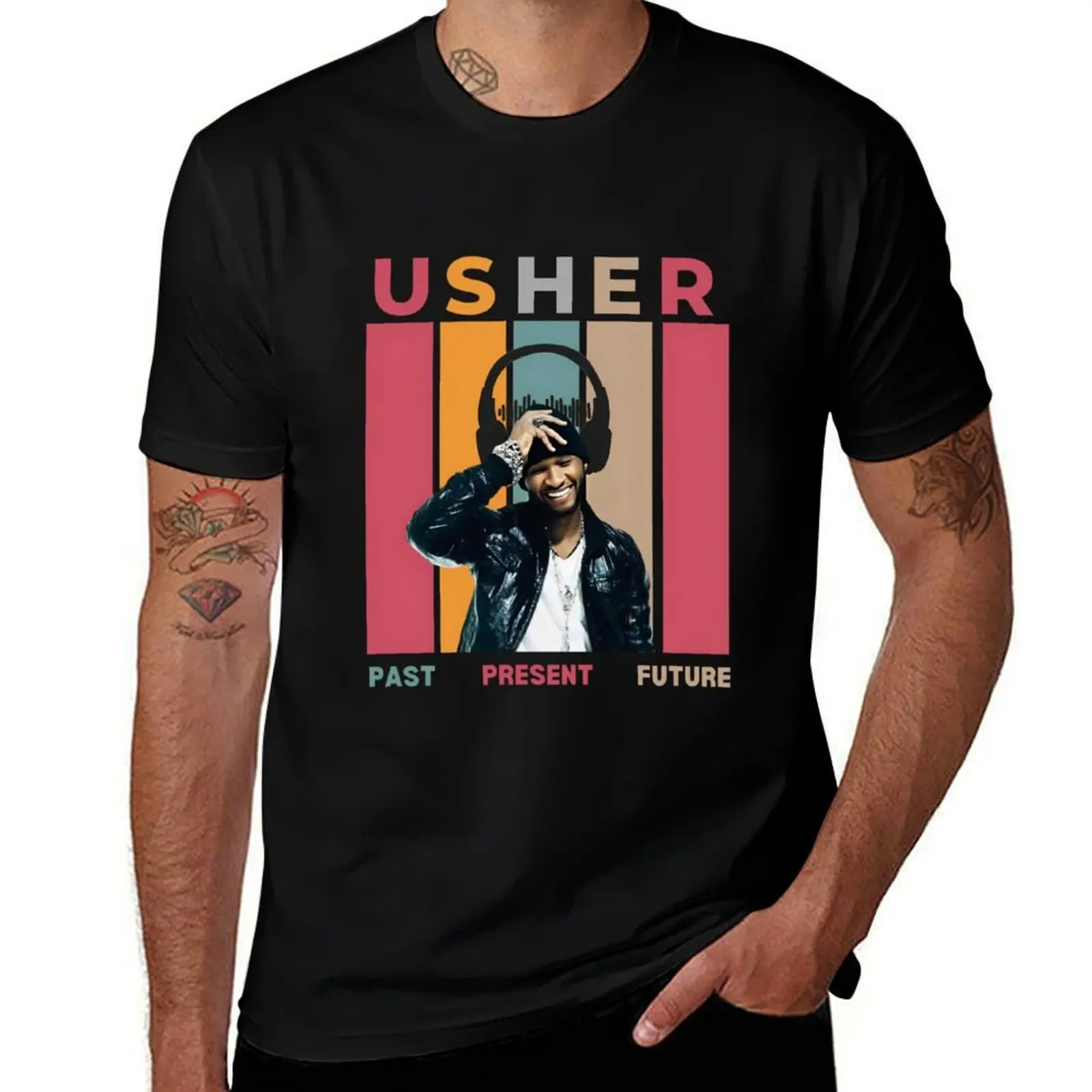 

Usher past present future T-Shirt fashion shirts plus sizes vintage t shirts funny shirt cotton black t shirts for men