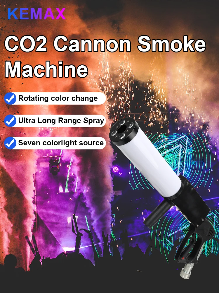 Dysza CO2 LED z efektem spiralnego dymu RGB, pistolet dymny CO2 na imprezy DJ, efekt sceniczny, maszyna dymna do klubów nocnych, wesel i dyskotek. — 2