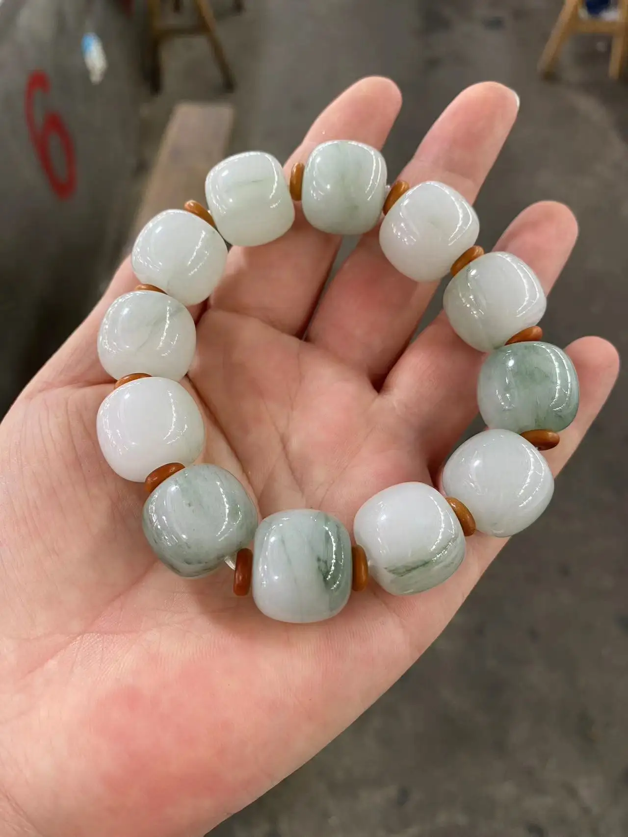 Boutique Jewelry true Jade Handwork Bracelet Natural Tianshan Cui Abacus type Hand String High Precious Bangle Handring