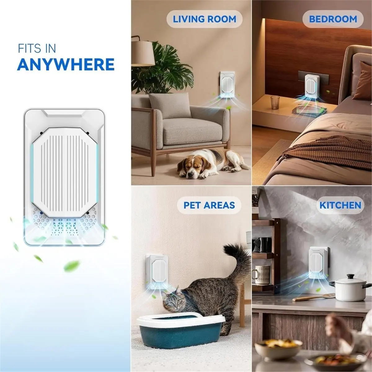 update. Air Purifiers for Home Pets (2 Pack), Air Ionizers Plug in for Bedroom, Kitchen, for Pets,Dust & Pollen Us Plug