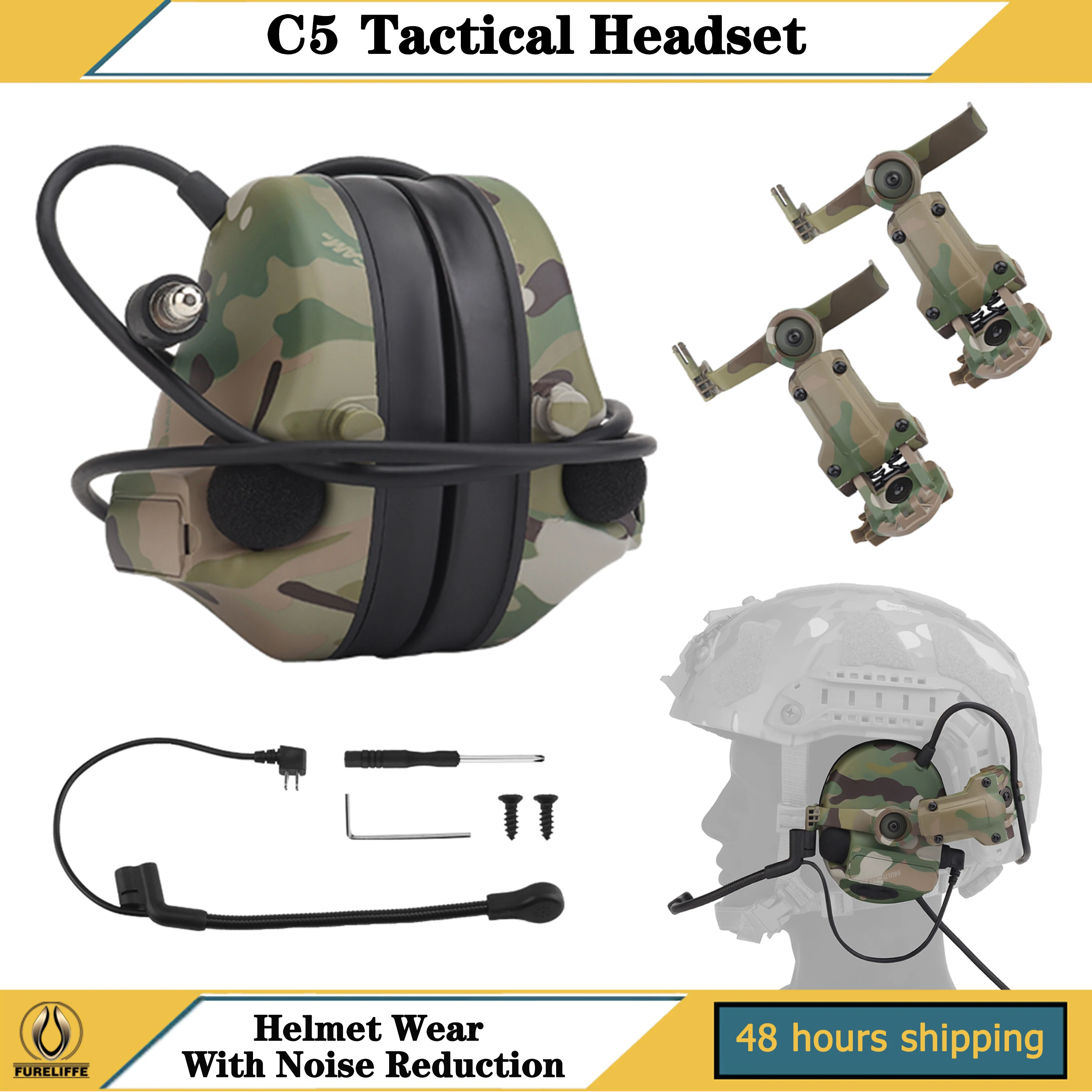 New!C5 Helmet Noise Reduction Tactical Silicone Headset/Hearing Protection Noise-proof Hunting Shooting outdoor sports Earmuffs