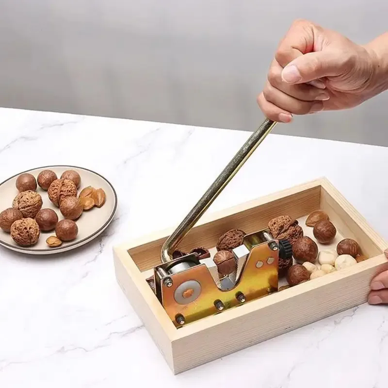 

TOPLIVING Brazil Shell Stainless Steel Nut Sheller Cracker Tool With Wooden Base Plate Walnuts For Hazelnuts