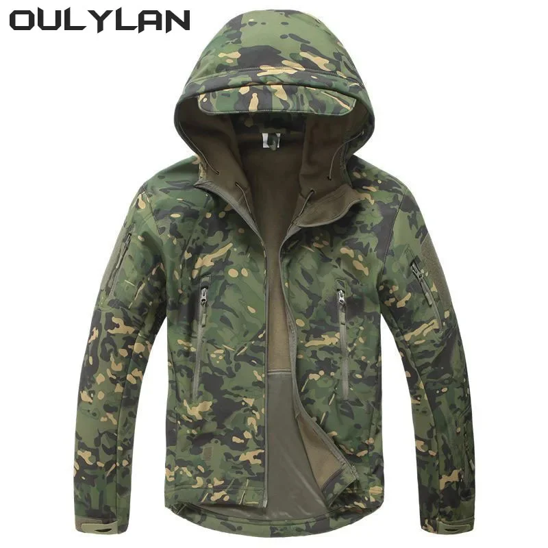 

Oulylan Waterproof Soft Shell Camouflage Jacket Men Clothing Warm Camo Tactical Jackets Outdoor Combat Hoodie Coat