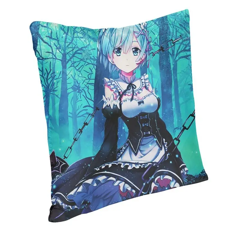 Personalized Rem Re Zero Square Throw Pillow Case Home Decor 3D Double-sided Printed Dark Fantasy Anime Cushion Cover for Car