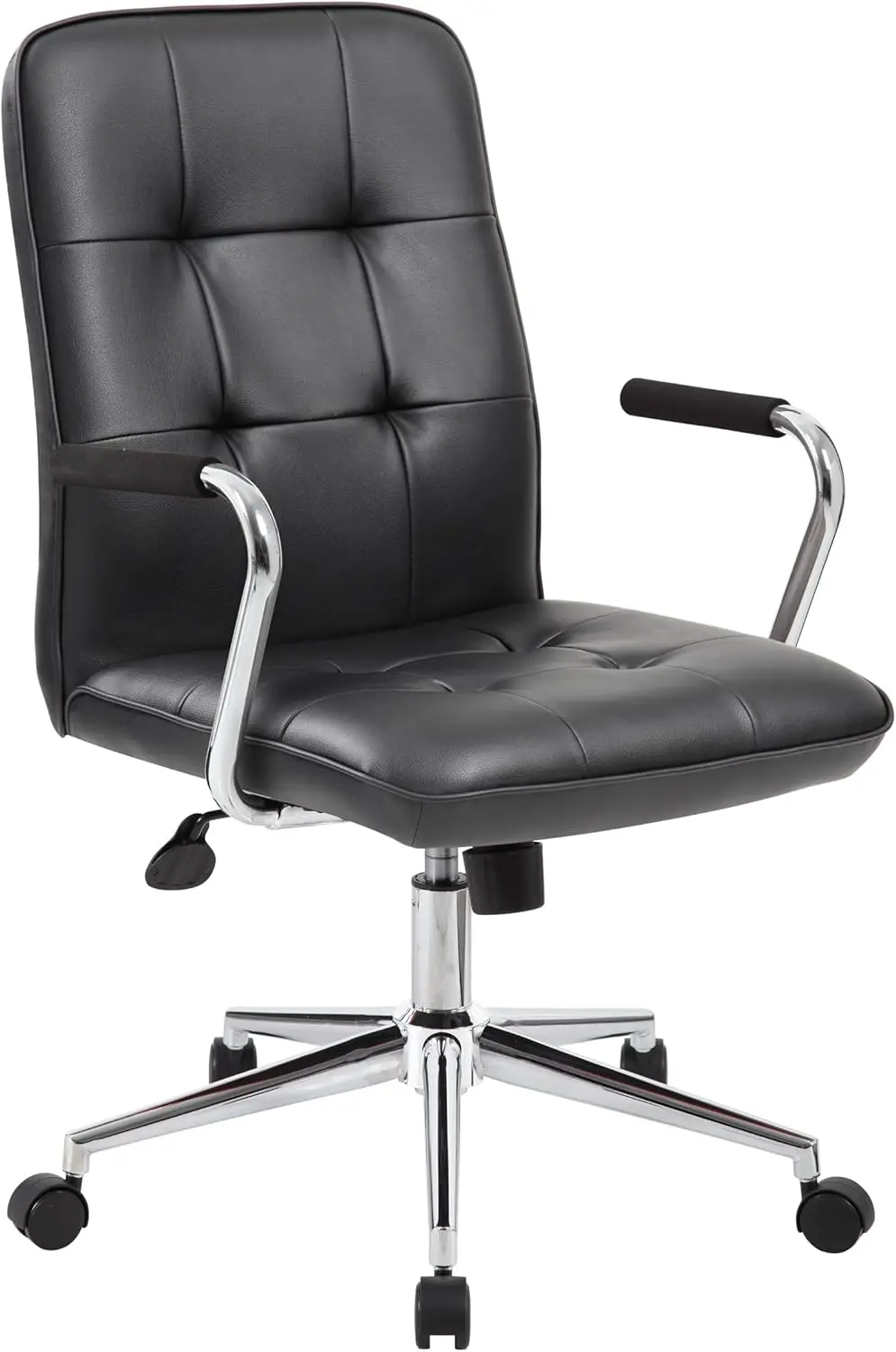 

Modern Office Chair With Chrome Arms, Traditional, Black