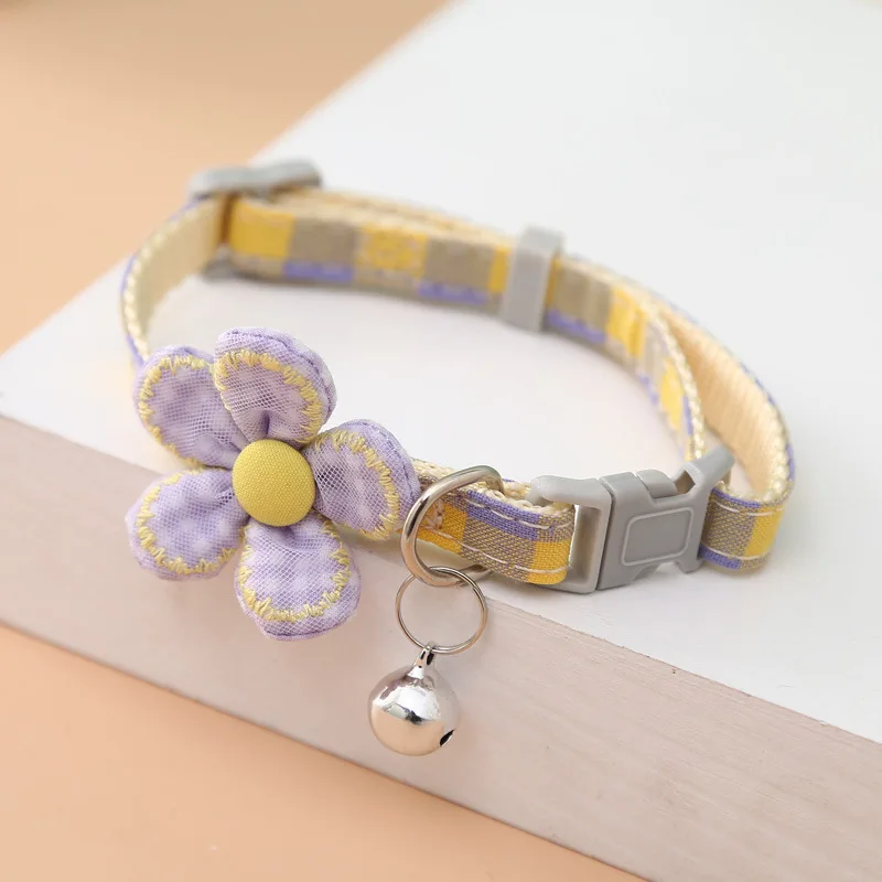 Cute flower cat collar with bell pet bow tie cat collar cat neck collar