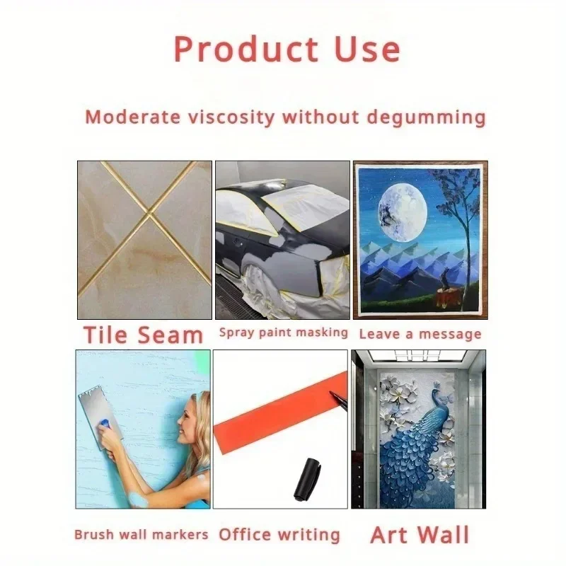 3 – Rollenset mit mehreren Oberflächen, Farbband 20 m/Rolle, für Wandmalerei, Kunsthandwerk, Kunst und Bau. Einfache Entfernung für den Heimgebrauch.