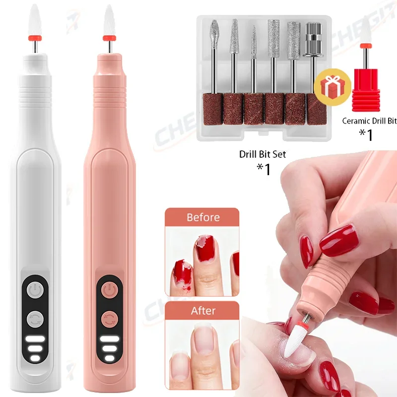 جديد 7 في 1 الكهربائية مسمار الحفر مجموعة المحمولة التقشير تلميع ملف الأظافر القلم آلة مسمار أداة تلميع عدة نوع C