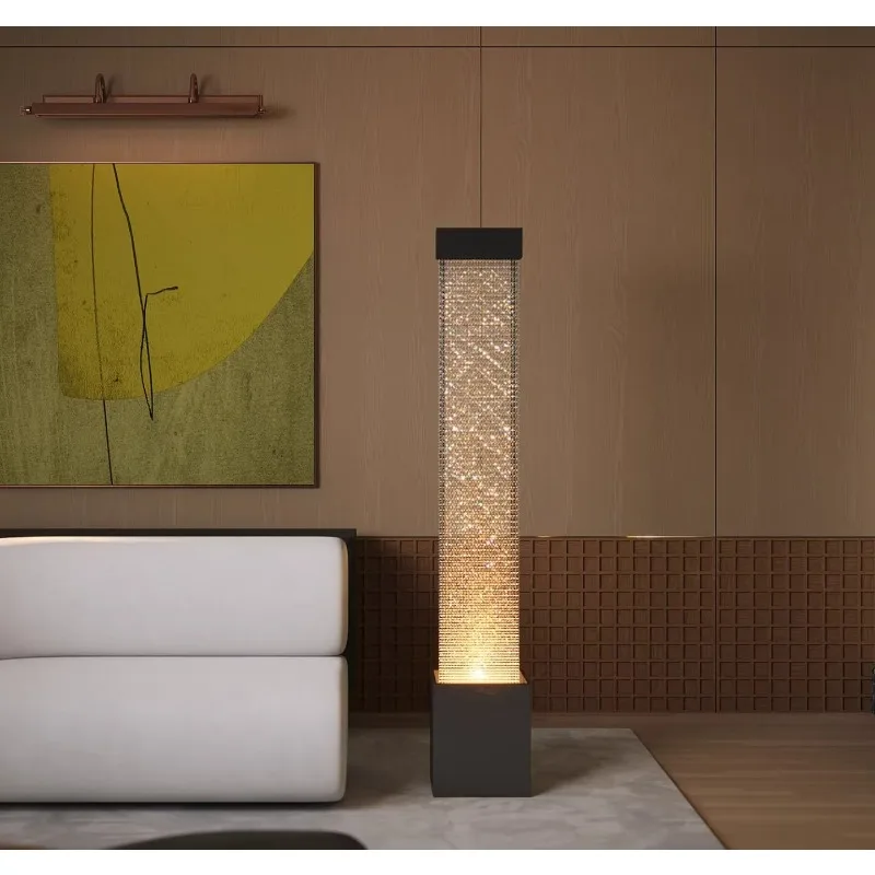 Modern Flowing Ornaments Living Room TV Cabinet Floor To Ceiling Water Curtain Wall Entrance