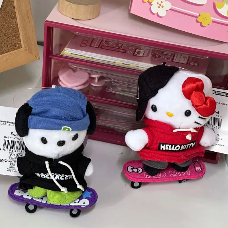 

anime Hello Kitty Pochacco Kuromi Soft Keychain cute School bag pendant decorate girl Scooter Plush Doll Stuffed Toys Gift