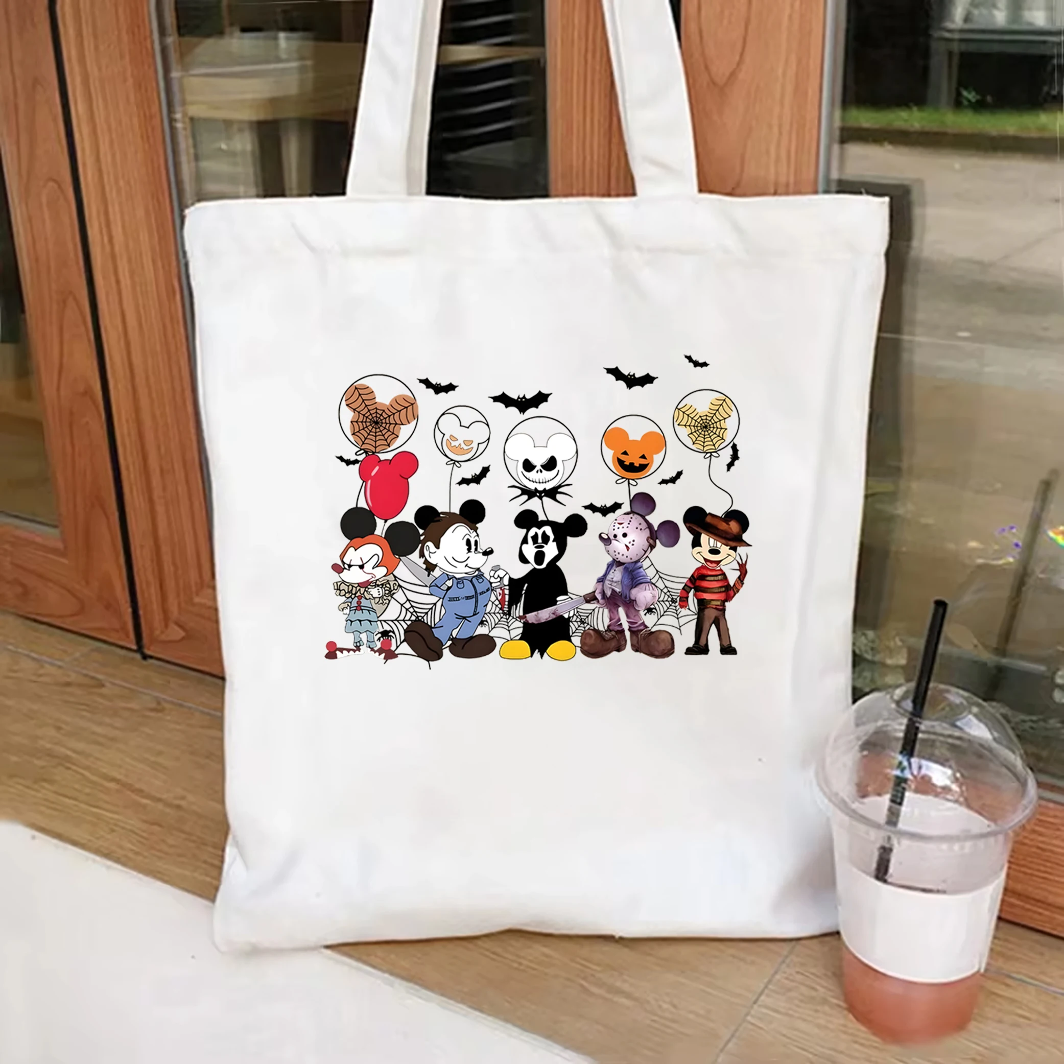 Minnie Mickey Halloween tote bag Disney Horror Movie canvas bag Horror movie inspired canvas tote bag Disneyland shoulder bag