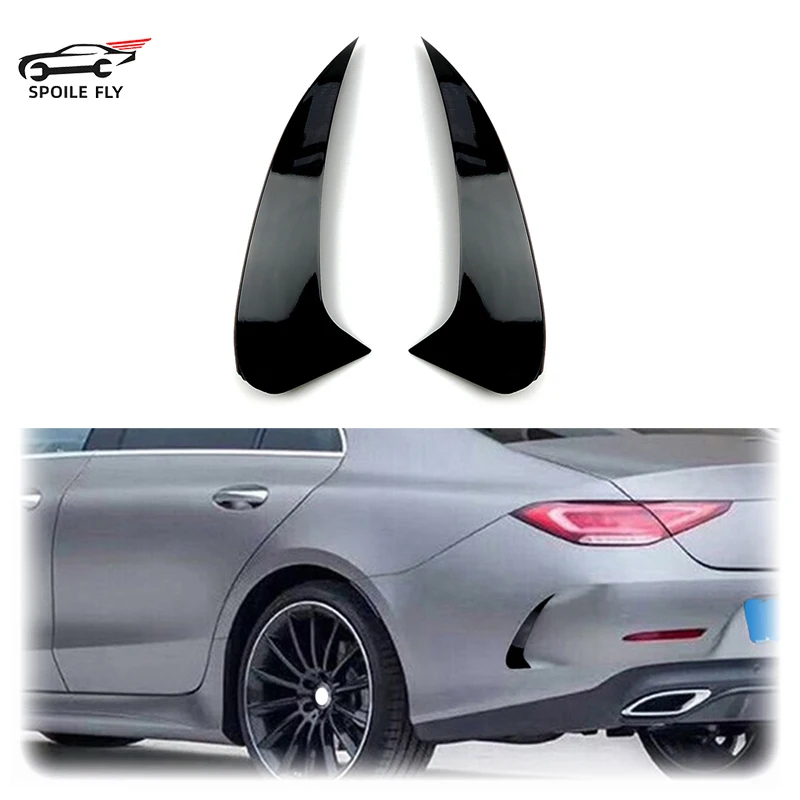 2018 To Up For Mercedes Benz CLS Class C257 C257 CLS350 CLS450 Car Black Rear Bumper Splitters Lip Fins Frame Trim By ABS