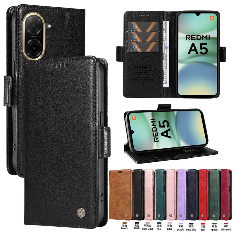 Luxury Magnetic Leather Wallet Case for Redmi A1 A3 A4 A5 9A