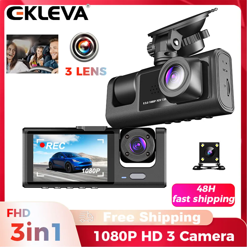 

EKLEVA Dash Cam 3 In 1 Car Video Recorder FHD 1080P 3 Camera Car DVR Rear View Camera with Rear Lens Night Vision for Truck Tax