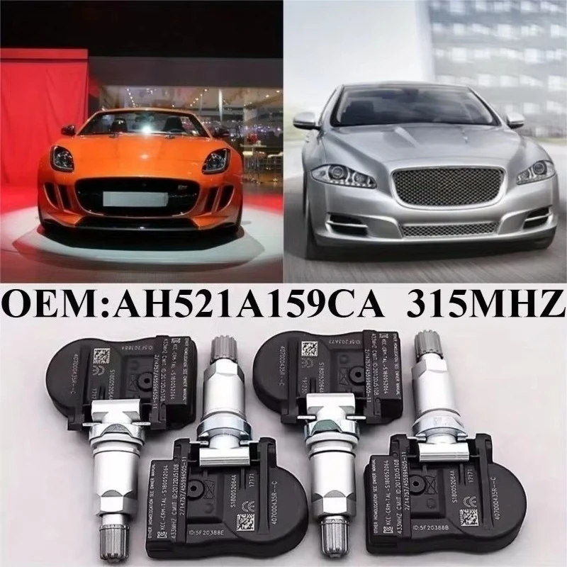 4Pcs TPMS 315Mhz AH521A159CA Tire Pressure Sensor Monitoring System For Jaguar F Type XJ KX Rang Rover Sport LR4 T122780001C