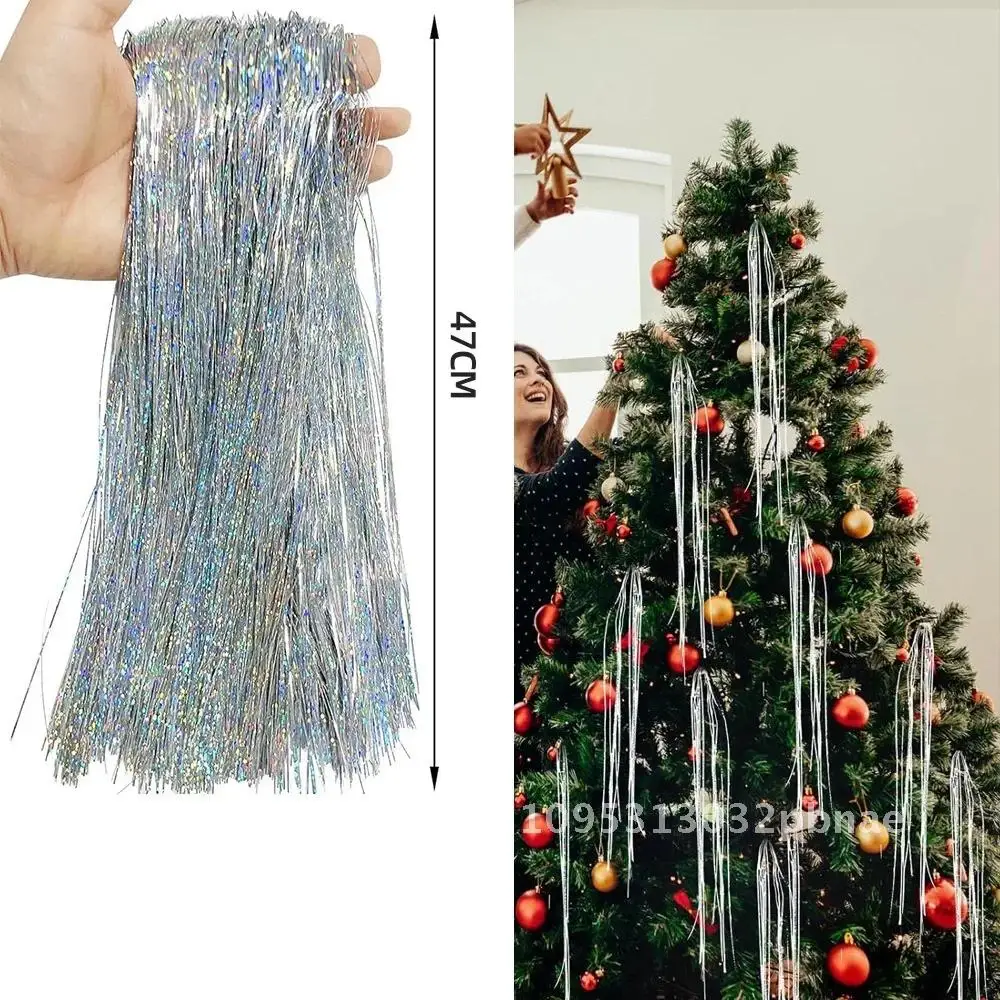 

3000 Laser Rainbow Metallic Silver Silk Christmas Tree Decorations Party Supplies Holiday
