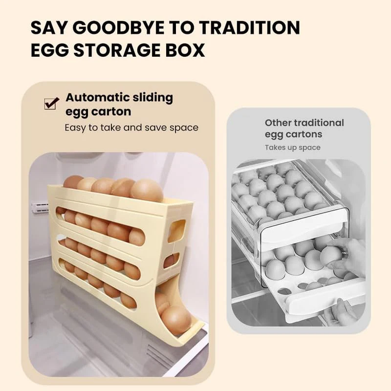 Food Grade Egg Rack Holder Automatic Egg Rolling Tool Slide Egg Storage Box Refrigerator Side Door Storage Box