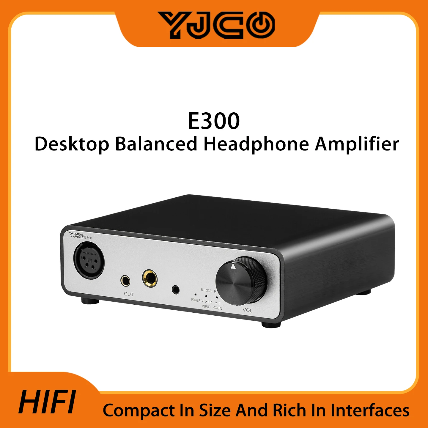 

YJCO E300 Stereo Audio Headphone Amplifier TPA6120A2 Class D HiFi Home Power Supply Desktop Digital Power Support XLR/RCA Input