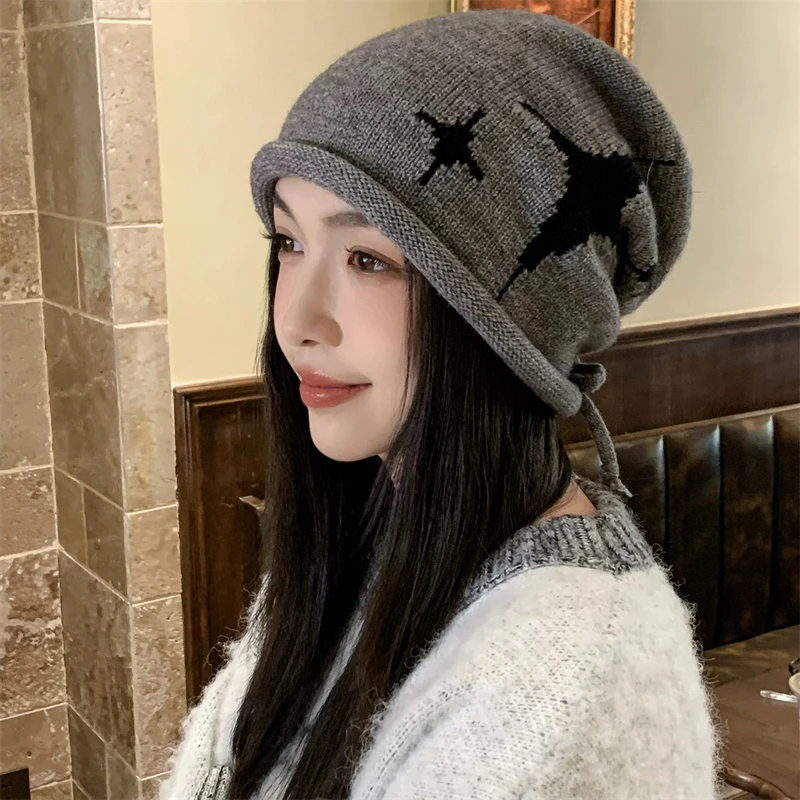 GEMVIE Winter Knitted Beanies for Women Men Star Pattern Keep Warm Beanie Hat Ear Protection Bonnet Hat