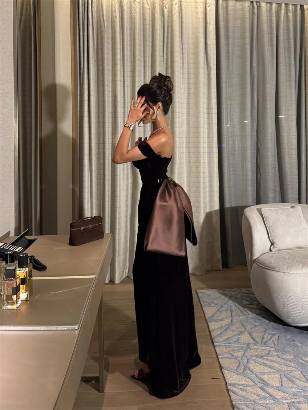 ROYET Abito da sera elegante a sirena senza spalline con fiocco alla caviglia Abito da ballo classico da donna personalizzato Abito da festa 2025 Nuovo