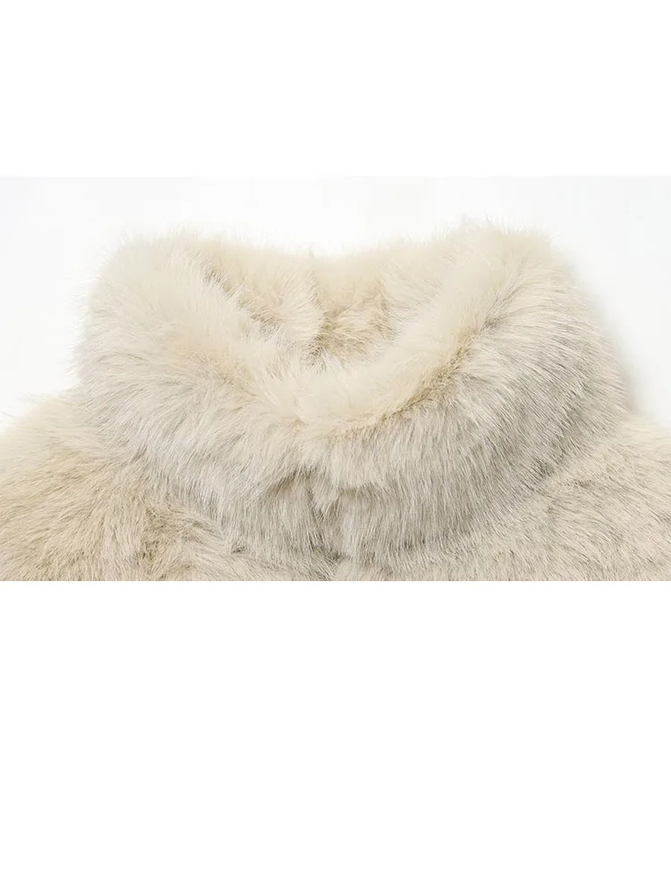 HH Neue Damenmode Winter Warme Jacke Mit Kunstfell Lange Ärmeln Halb Einfarbig Kurzmantel Lässige Lose Jacke