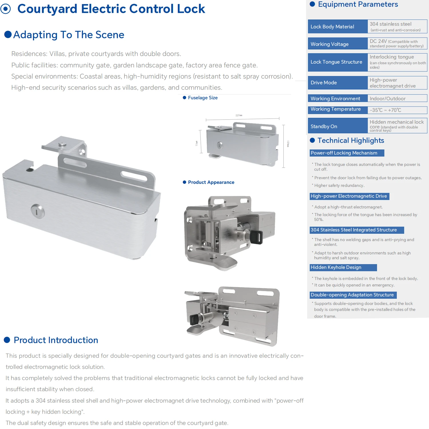 Kunci Pintu Geser Otomatis DC24V, Kunci Halaman Luar Ruangan, Pembuka Gerbang Ayun Otomatis Elektrik, Sistem Kontrol Akses Pintu