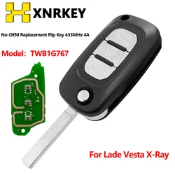 XNRKEY Virar a chave do carro remoto, Fob para LADA Vesta XRAY X-RAY 2015 2016 2017 2018 2019 2020, 433MHz PCF7961M, TWB1G767