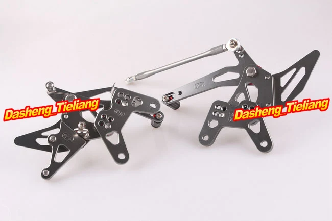 Grey Motorcycle Aluminum Rearset Rear Set Footpegs For Kawasaki ZX6R 2007 2008 / ZX-6R 07 08