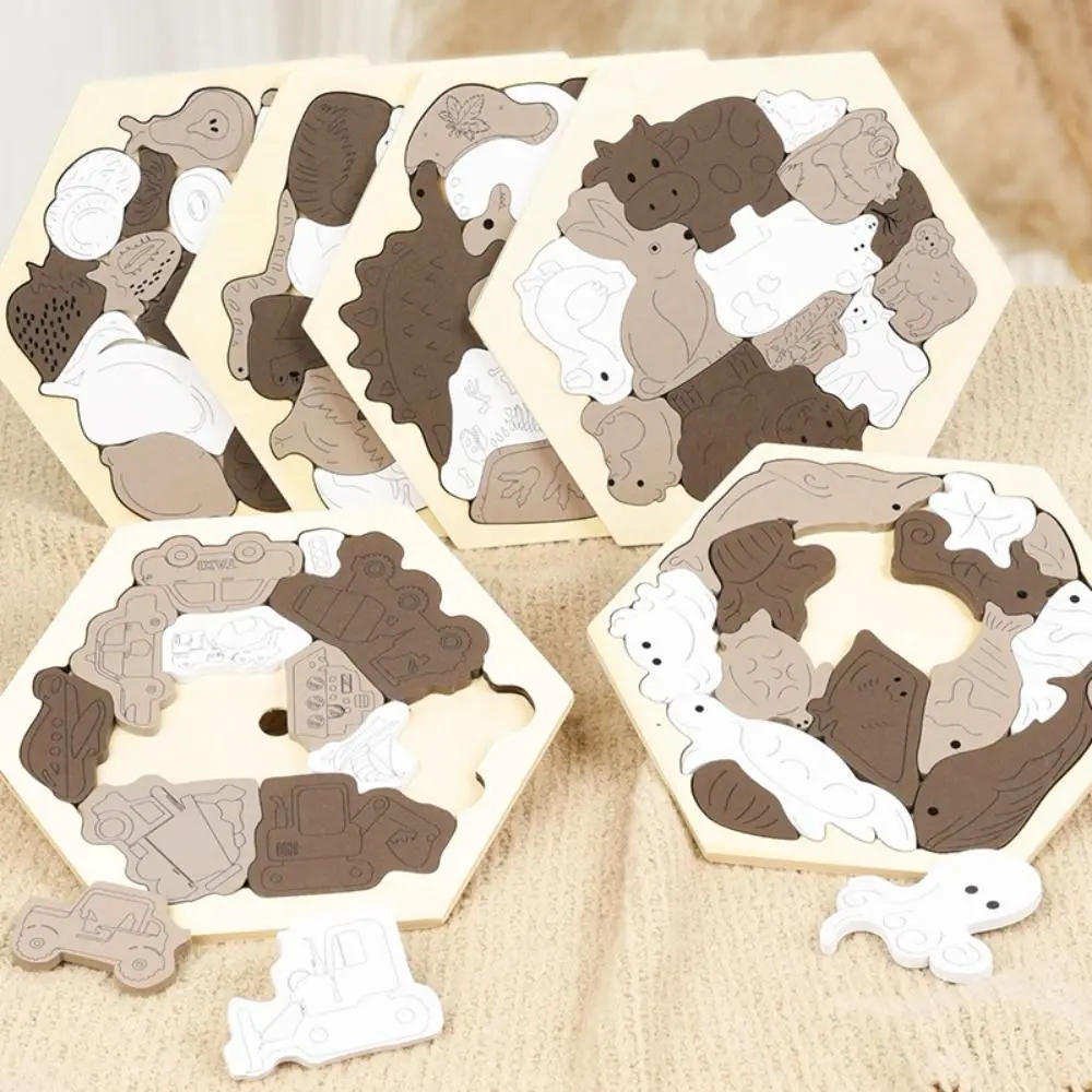 

Brain Burning Dinosaur Wooden Puzzle Forest Animals Farm Animals Fruits Jigsaw Home Decor Colored Unique Irregular Puzzle