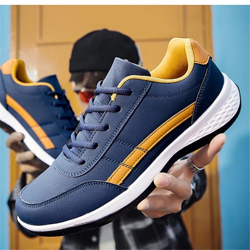 Pu Leather Men Shoes Sneakers Trend Casual Breathable Leisure Male Sneakers Non-Slip Footwear Vulcanized Shoes Tenis Masculino