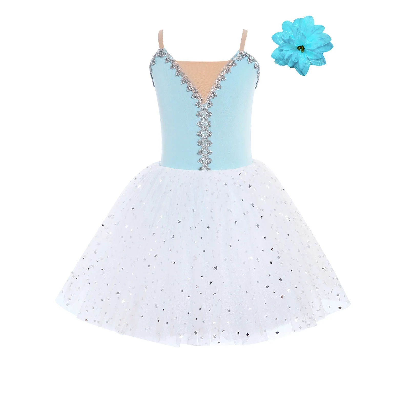 2025 New Kid Girl Ballerina Clothing Sleeveless Fashion Sparkly Sequined Puffy Dress with Headwear for Gymnastics Birthday Party