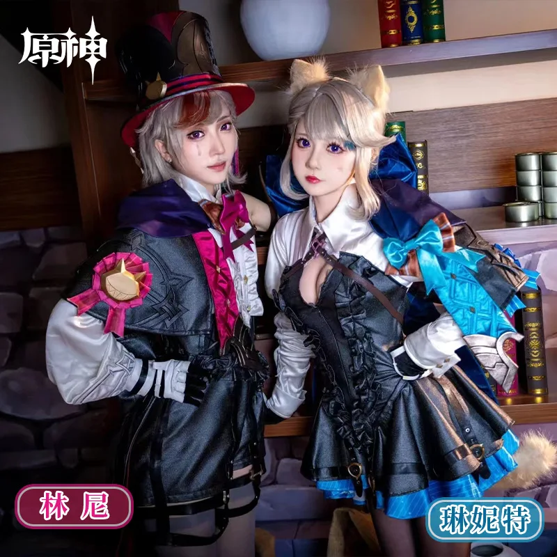 

Game Genshin Impact Lyney Lynette Cosplay Costume Clothes Halloween Anime Fashion Role Play Dresses